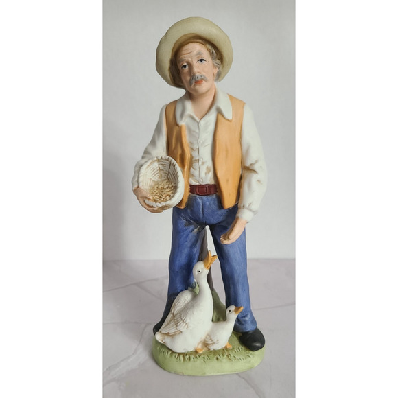 Homco Old Man & Woman Figurines Feeding Chickens & Ducks 1426 Home Interiors - Picture 3 of 12